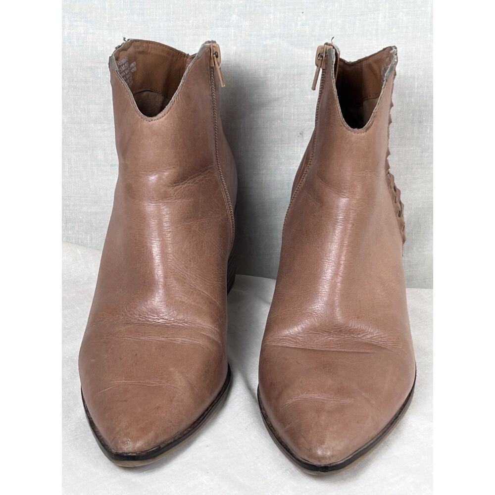Lucky Brand Womens Cosmio Western Booties Brown Leather Block Heel size 8.5M - Picture 2 of 8